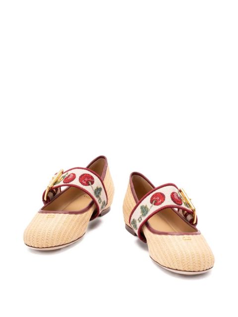 Valentino Garavani Bribri floral-embroidered ballet flats - Neutrals - zdjęcie produktu nr 2