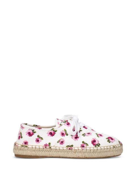 Prada floral-print lace-up espadrilles - White - zdjęcie produktu nr 1