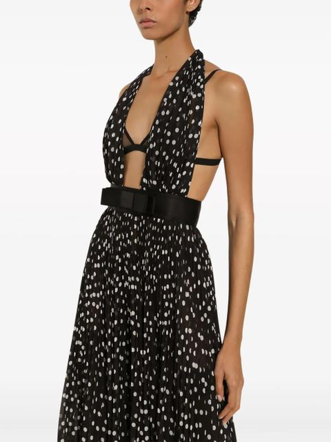 Dolce & Gabbana polka dot-print halterneck dress - Black