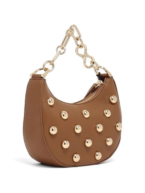 TWINSET stud-embellished leather clutch bag - Brown