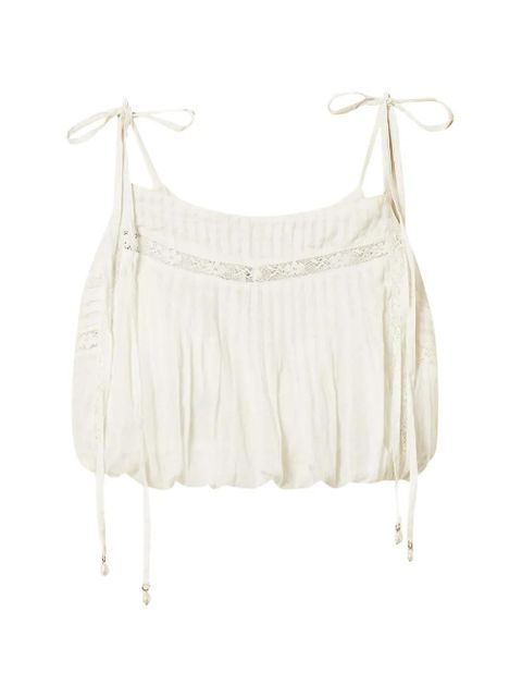 TWINSET lace tie-shoulder cropped top - White - zdjęcie produktu nr 1