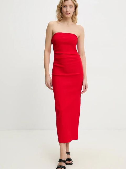 Answear.LAB sukienka kolor czerwony maxi dopasowana