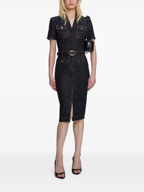 Self-Portrait denim-shirt midi dress - Blue - zdjęcie produktu nr 1