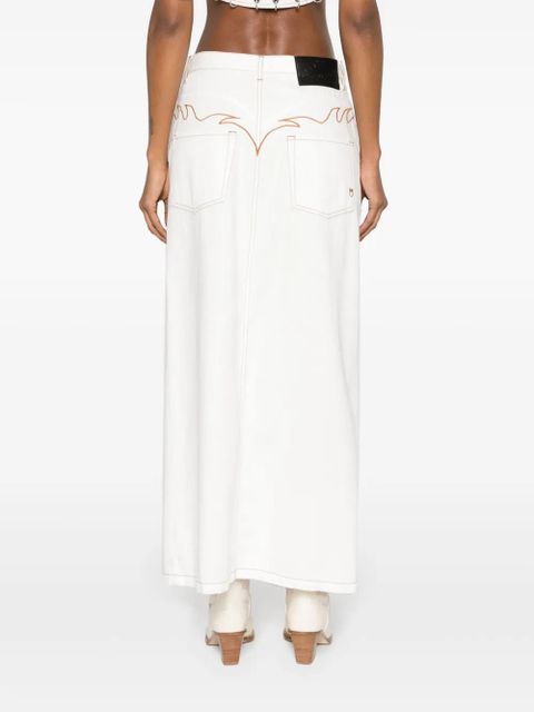 PINKO embroidered denim skirt - White