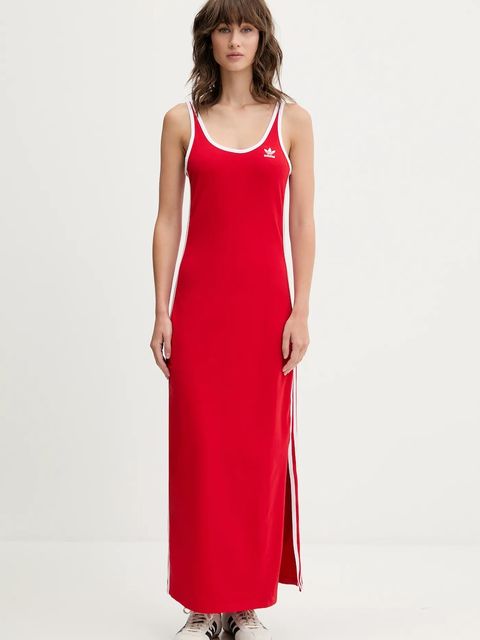 adidas Originals sukienka 3S TANK DRESS kolor czerwony maxi dopasowana JD4620