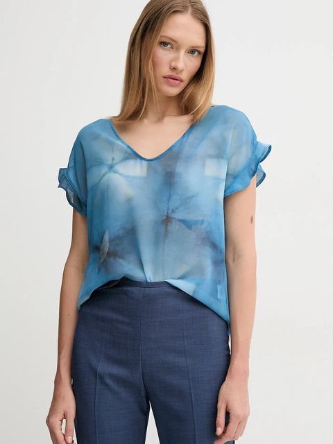 Sandro Ferrone bluzka damska kolor niebieski wzorzysta S32XBEMEFISTO - zdjęcie produktu nr 1