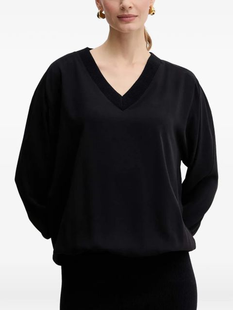 PINKO V-neck ribbed mini dress - Black - zdjęcie produktu nr 2