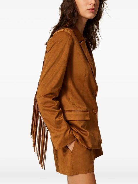 TWINSET fringed faux-suede blazer - Brown
