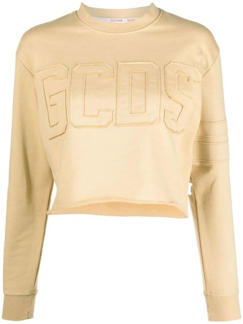 GCDS logo print cropped sweatshirt - Neutrals - zdjęcie produktu nr 1