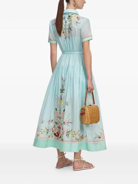 Self-Portrait floral-print belted maxi dress - Blue