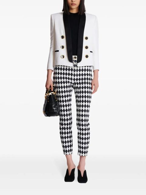 Balmain logo-plaque ribbed knit top - Black