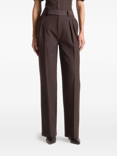 Manière De Voir Julie pinstripe twin-pleat tailored trousers - Brown - zdjęcie produktu nr 1