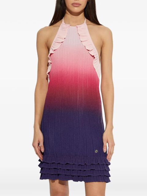 Casablanca ruffled-trim harterneck mini dress - Purple