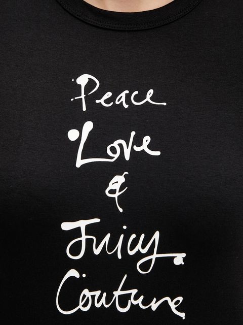 Juicy Couture t-shirt PEACE LOVE AND JUICY HILTON T-SHIRT damski kolor czarny JCNCT225458