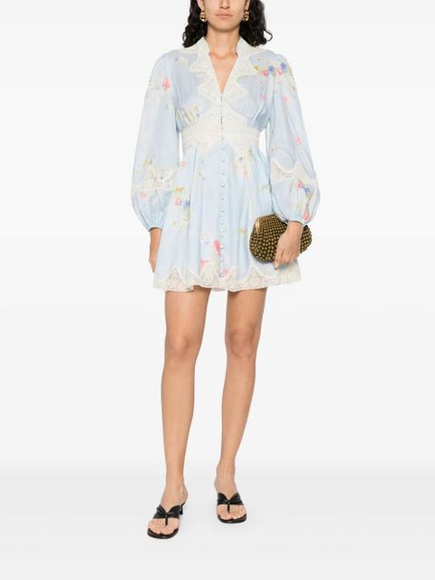 ZIMMERMANN Lucky lace plunge mini dress - Blue - zdjęcie produktu nr 2