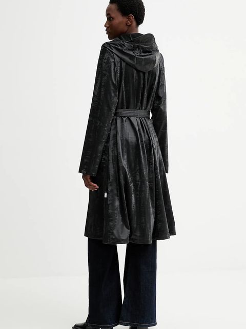 Rains kurtka 12040 A-Line Longer W Jacket kolor czarny przejściowa 12040 - zdjęcie produktu nr 2