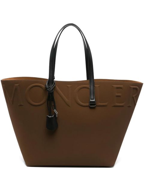 Moncler large leather tote bag - Brown - zdjęcie produktu nr 1