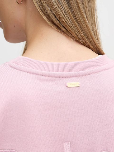 Barbour bluza bawełniana Rosie damska kolor różowy z aplikacją LOL0666