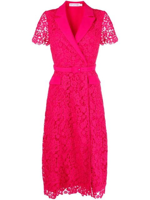 Self-Portrait belted lace midi dress - Pink - zdjęcie produktu nr 1