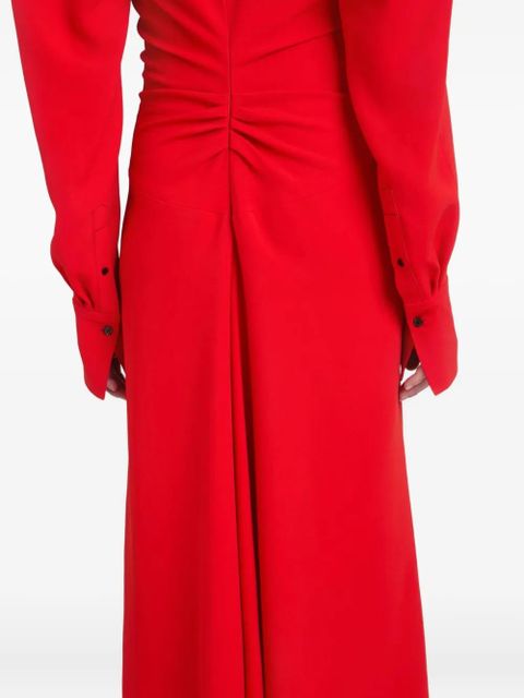 Victoria Beckham long-sleeve polo-collar midi dress - Red