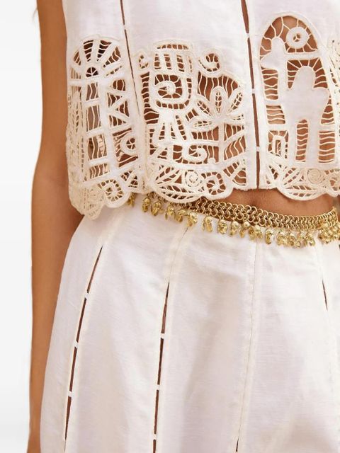 ALEMAIS Rosemary embroidered skirt - White