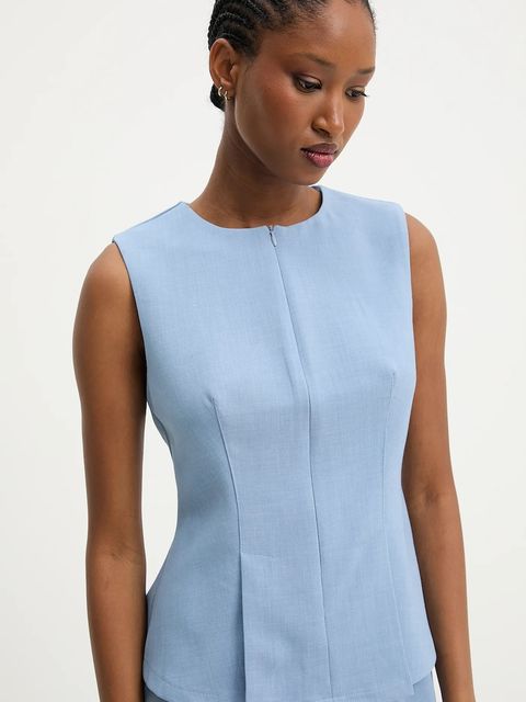 Answear.LAB bluzka damska kolor niebieski gładka