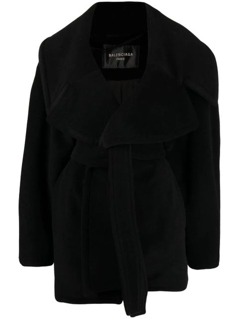 Balenciaga belted-waist oversize coat - Black - zdjęcie produktu nr 1