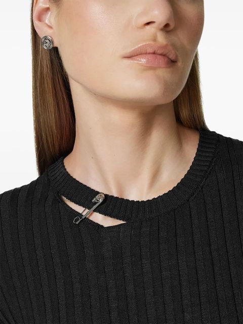 Versace Safety Pin ribbed-knit mini dress - Black