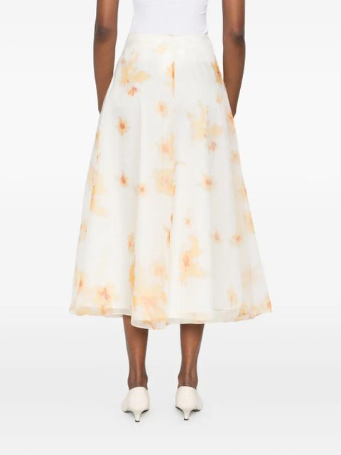 Altuzarra floral-print silk midi skirt - White