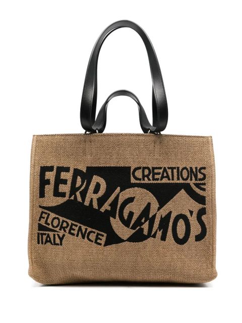 Ferragamo medium logo tote bag - Neutrals - zdjęcie produktu nr 1