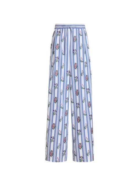 Dolce & Gabbana poplin trousers with thread floral embroidery - Blue - zdjęcie produktu nr 1