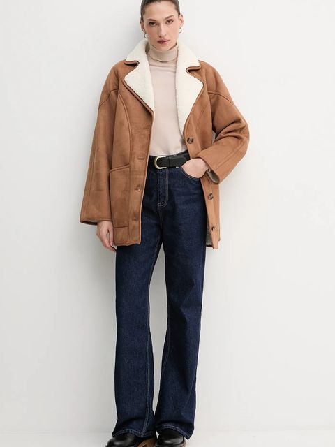 Pepe Jeans płaszcz kolor brązowy PL4024362