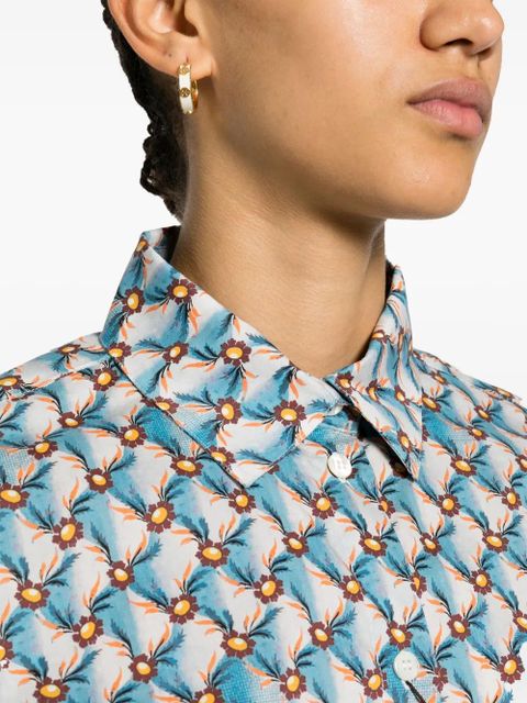 ETRO Floralia-print poplin shirt - Blue