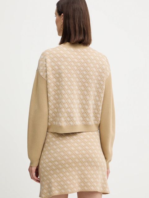 Guess sweter z domieszką wełny AUBREY damski kolor beżowy z półgolfem W5BR23 Z3JD2 - zdjęcie produktu nr 2