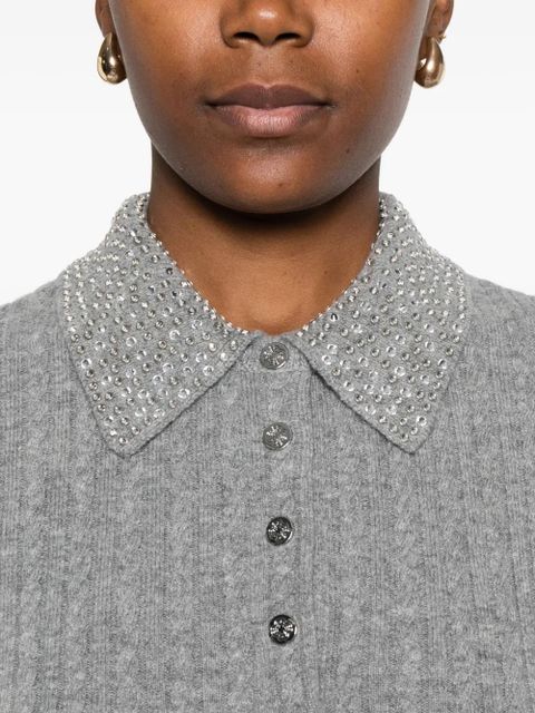 Maje embellished cable-knit lolo top - Grey