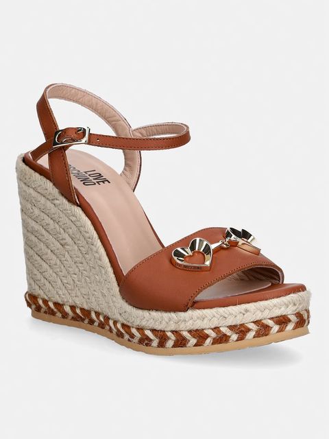 Love Moschino espadryle na koturnie damskie skórzane - zdjęcie produktu nr 1