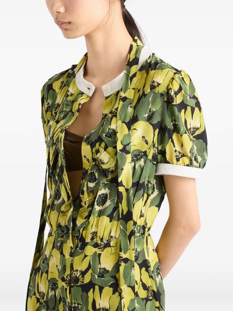 Prada printed crepe de chine dress - Yellow