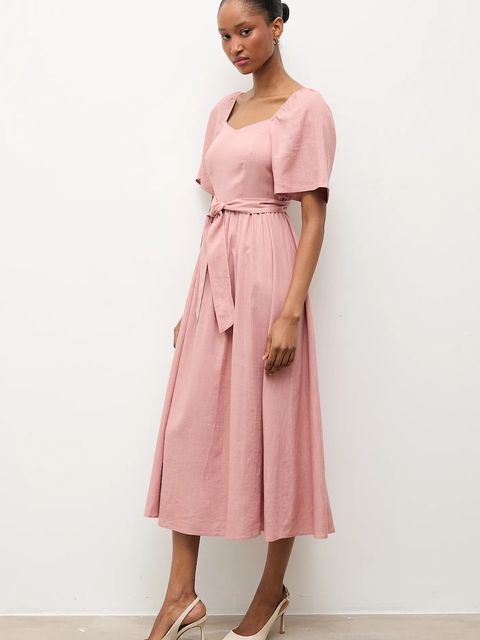 Answear.LAB sukienka z dodatkiem lnu - zdjęcie produktu nr 1