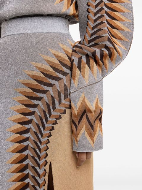 Rabanne lurex-jacquard long skirt - Grey