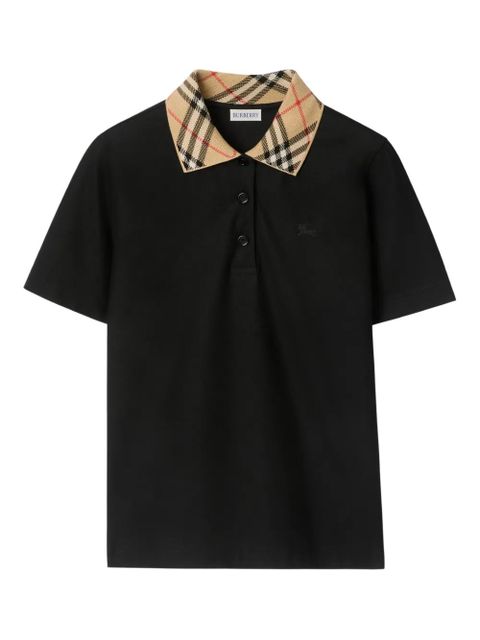 Burberry checked-collar cotton polo shirt - Black - zdjęcie produktu nr 1