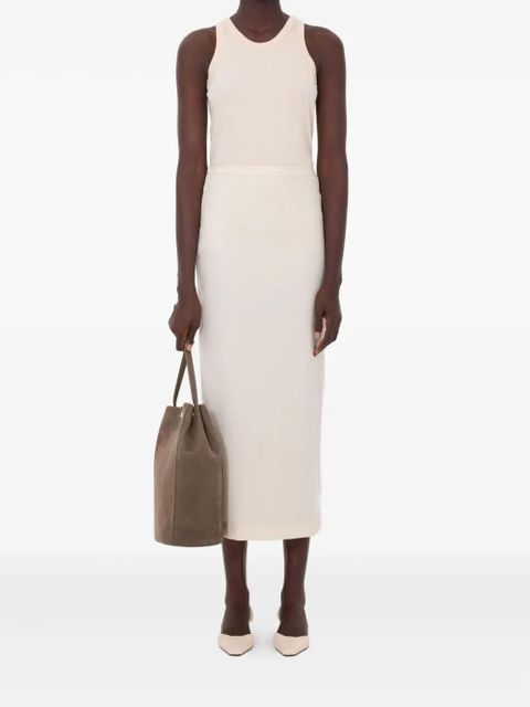 LouLou de Saison Cara elasticated waistband back vent maxi skirt - Neutrals