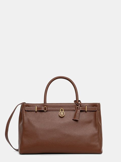 Tommy Hilfiger torebka skórzana kolor brązowy AW0AW17925 - zdjęcie produktu nr 1