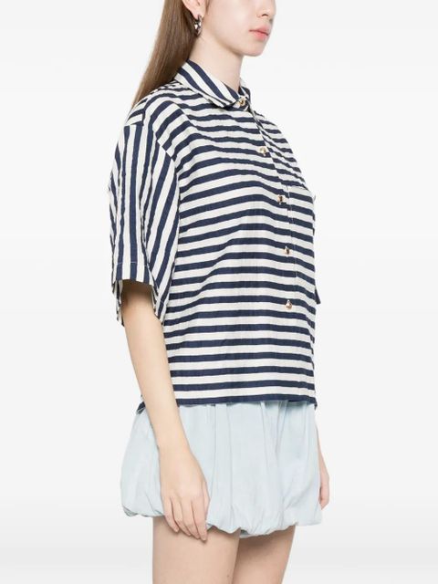 Maje striped chest-pocket shirt - Blue