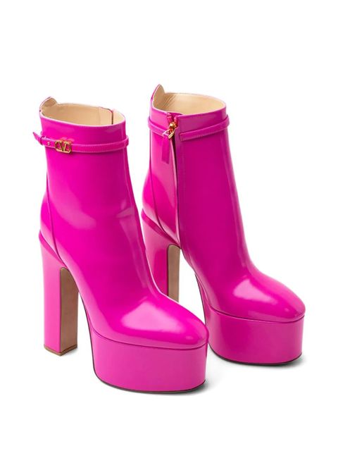 Valentino Garavani 160mm platform buckle boots - Pink