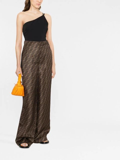 FENDI FF motif silk palazzo trousers - Brown - zdjęcie produktu nr 2