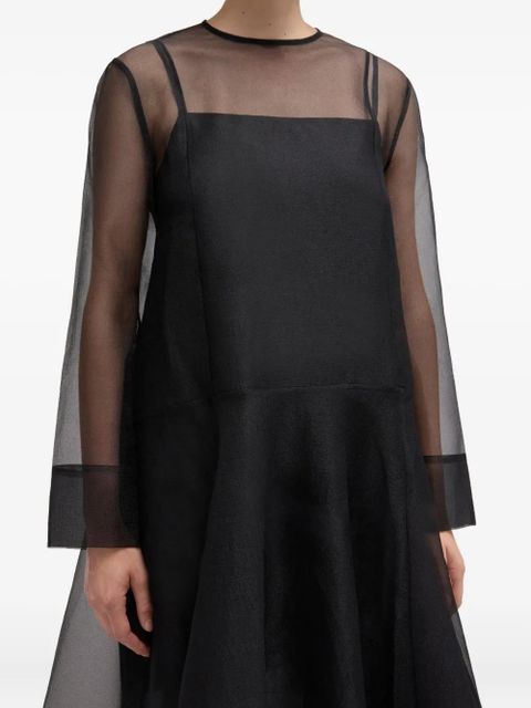 GANNI cape-sleeve organza maxi dress - Black - zdjęcie produktu nr 1
