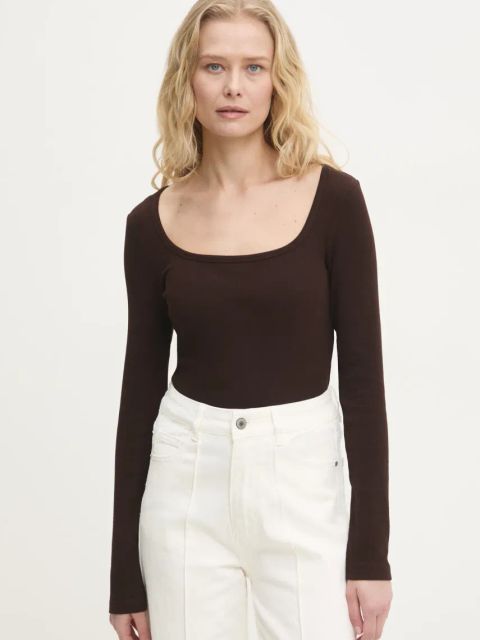 Answear.LAB longsleeve damskie kolor brązowy