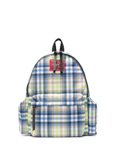 Vivienne Westwood medium George check-pattern logo-patch backpack - Blue - zdjęcie produktu nr 1