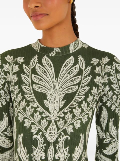 FARM Rio long-sleeve printed bodysuit - Green
