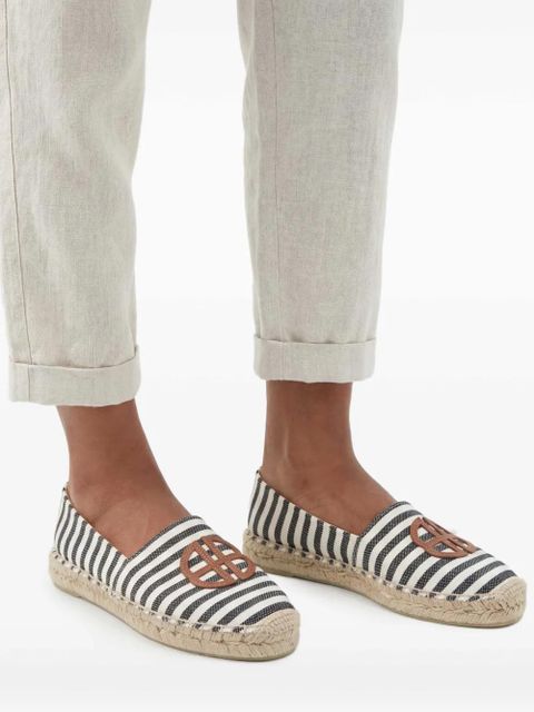 ANINE BING Paloma striped logo espadrilles - Black